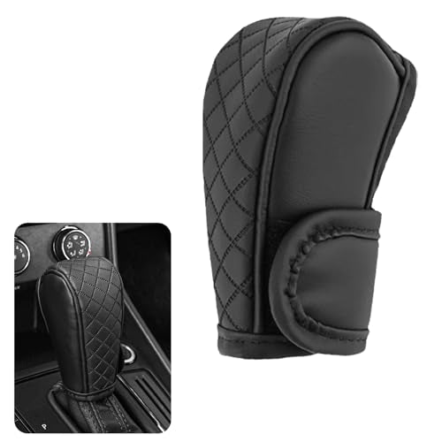 Car Shift Handle Transmission Knob Cover Accessories, Eco-Leather Car Shift Cover, Center Console Magic Tape Gear Lever Protector Universal for Most Cars(Black) - color: Black