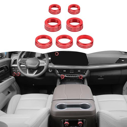 RT-TCZ Center Console Switch Knob Button Cover AC Radio Switch Knob Cover Trim Interior Accessories for Chevrolet Chevy Tahoe 2024 2025,7PCS (Red) - color: Red