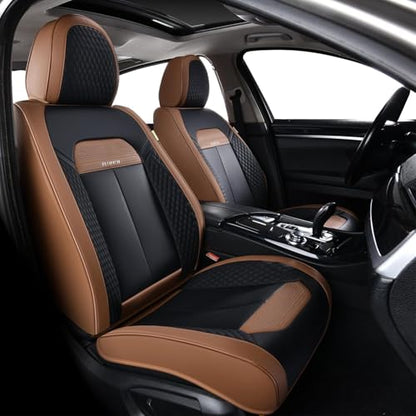 Car Seat Covers Front Set, Black Car Seat Cover, Breathable Premium Leather Seat Covers, Automotive Vehicle Seat Covers for Cars Trucks Vans SUVs Sedans (Coffee) - color: Coffee, size: Frontpair