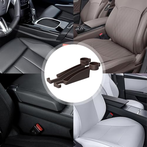 2PCS Car Seat Gap Filler, Multifunctional Vehicle Seat Side Gap Plug Blocker with Cup Holder & Storage Slot, No Drop Automotive Console Crevice Stopper, Universal for Truck SUV Van (Brown) - color: Brown