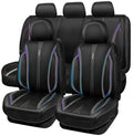 CAR PASS Nappa Leather Car Seat Covers, Durable Waterproof Luxury Universal for SUV Pick-up Truck Sedan, Anti-Slip Driver 5 Seats Covers Full Set with Backrest (Black Chameleon Iridescent Reflective)