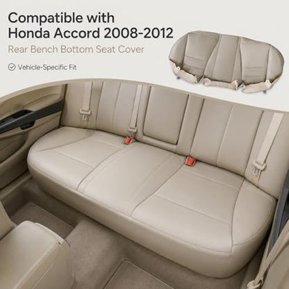 NLQR Back Car Seat Cover, Rear Bench Bottom Vinyl Cover Tan Compatible with Honda Accord 2008 2009 2010 2011 2012 - color: Tan