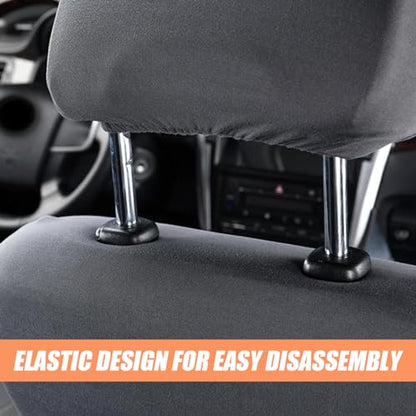 2 PCS Car Seat Headrest Cover, 9" x 10.6" Knitted Stretch Breathable Fully Surrounded Simple Dust Cover, Reusable Flexible Headrest Protector, Universal for Most Cars (Dark Gray) - color: Dark Gray