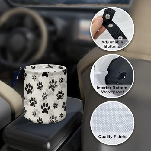 Cute Paws Car Waste Basket Can Universal Compact Rubbish Holder Mini Car Organizer for Car Garbage - color: Cute Paws