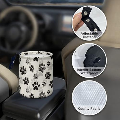 Cute Paws Car Waste Basket Can Universal Compact Rubbish Holder Mini Car Organizer for Car Garbage - color: Cute Paws