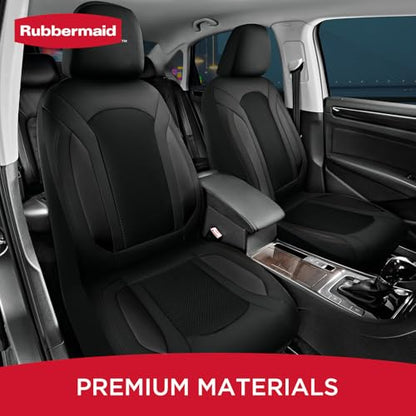 Rubbermaid Leather Mesh Car Seat Covers, Breathable Air Mesh Front Seat Cover, Universal Fit Slip-on Design, Airbag Compatible, Automotive Seat Protector for Most Cars, SUVs, Trucks, Vans-Black - color: Black