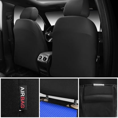 CAR PASS Car Seat Covers Front Seats Only, 3D Air Mesh Car Seat Cover with 5mm Composite Sponge Inside,Airbag Compatible Universal Fit SUV,Vans,sedans, Trucks, Automotive Interior Covers(Black Blue - color: Black Blue, size: Two Front