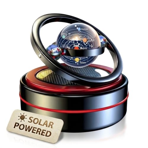 Solar Dashboard Spinner, Sun Powered Kinetic Car Decoration Diffuser, Space Theme Automotive Accessories, Spring Birthday Gift Exchange, Fragrance & Aroma Cores Sold Separately (Solarium Black)