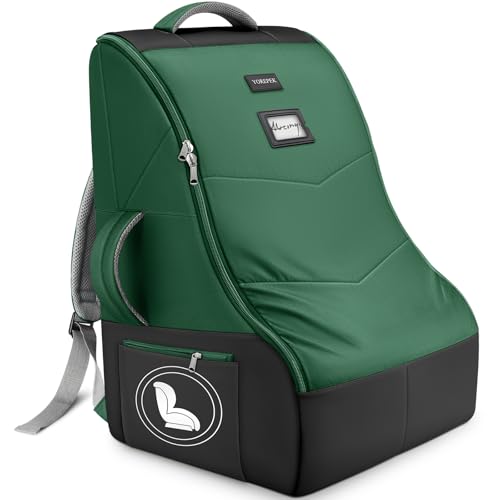 YOREPEK Carseat Bags for Air Travel, Car Seat Cover for Airplane Travel with Wear-Resistant Bottom, Large Car Seat Carrier Backpack with Side Pocket for Baby Travel Essentials, Green - color: Green