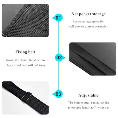 Car Tissue Holder, Seat Side Hanging Bag Rectangle Tissue Box Cover with Mesh Net Pockets, Leather Front Seat Side Tissue Dispenser for 100 Count Napkin, Phone, Coins