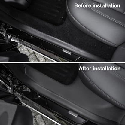 for Tesla Model 3 Highland 2024 2025 Door Sill Protector Front and Rear Door Entry Guard Carpet Pedal Kick Protection Strip Interior Accessories (2 Packs)