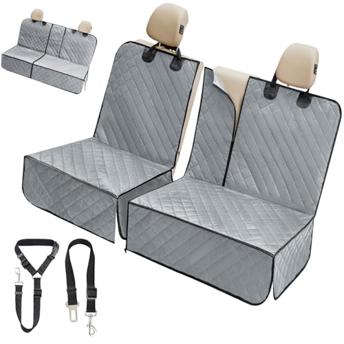 IVY&LANE Dog Car Seat Cover for Back Seat,Conversible 2-in-1 Waterproof Front Seat Cover,Heavy-Duty & Scratchproof Car Seat Protector Cover for SUVs,Trucks and Sedans(Large,Grey) - color: Grey, size: Large