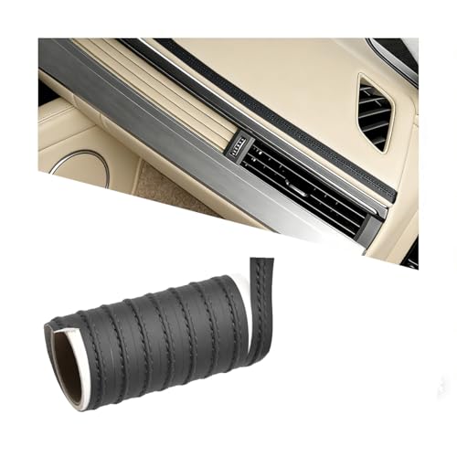 Car Interior Trim Strip, 13.12FT Genuine Leather Flexible Vehicle Door Panel Gap Decorative Molding Line, Aesthetic Automotive Dashboard Line Strip, Universal for SUV RV Truck (Black) - color: Black