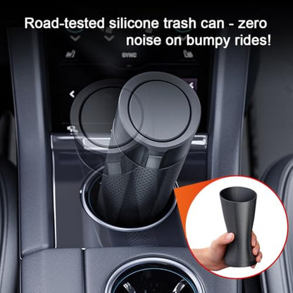 Car Trash Can with Lid, 2 Packs Leakproof Vehicle Garbage Bin, Compact Cup Holder Design, Includes 40 Trash Bags, Ideal for Car, Truck, Home, Office, Front & Back Seat Organizers (2-pack Black) - color: 2-pack Black
