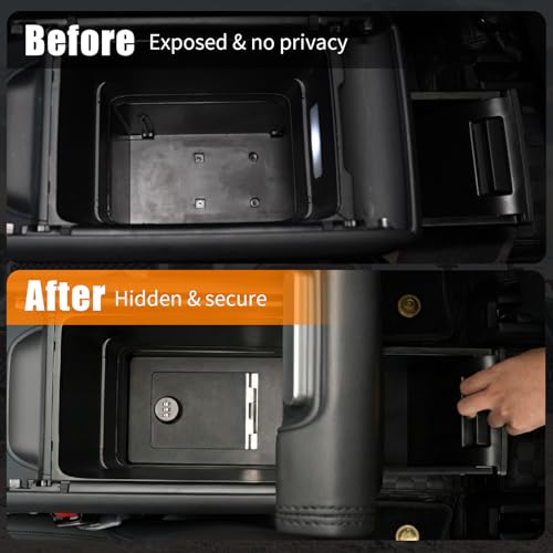 Center Console Safe Compatible with 2024-2026 Hyundai Santa Fe Carbon Steel Car Lock Box Auto Vault with Code Hidden Car Safe for 2025 Santa Fe Accessories