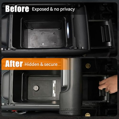 Center Console Safe Compatible with 2024-2026 Hyundai Santa Fe Carbon Steel Car Lock Box Auto Vault with Code Hidden Car Safe for 2025 Santa Fe Accessories