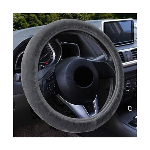 Augeny Fuzzy Car Steering Wheel Cover, Anti-Slip Soft Plush Steering Wheel Protector, 15 Inch Elastic Wheel Covers, Universal Vehicle Interior Winter Warm Accessories for Men Women (Gray) - color: Gray