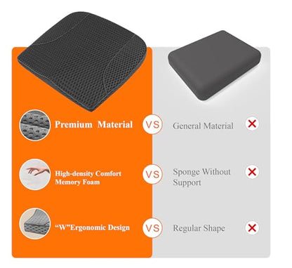 kingphenix Premium Car Seat Cushion, Memory Foam Driver Seat Cushion to Improve Driving View- Coccyx & Lower Back Pain Relief - Seat Cushion for Car, Truck, Office Chair (4D Mesh Black) - color: 4d Mesh Black