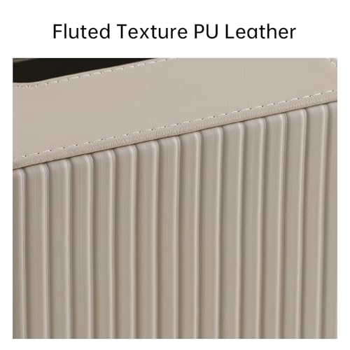 PU Leather Tissue Box Cover Square Tissue Box Holder with Magnetic Closure (Beige Fluted) - color: Beige Fluted