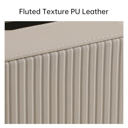 PU Leather Tissue Box Cover Square Tissue Box Holder with Magnetic Closure (Beige Fluted) - color: Beige Fluted