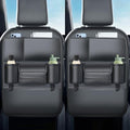 Backseat Car Organizer Leather Back of Seat Car Organizers for Drivers with Large Capacity 6 Storage Pockets Waterproof Kick Mats Seat Back Protector, 2 Pack