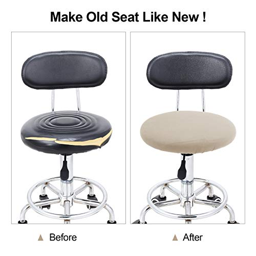 Tatuo Round Bar Stool Seat Covers Washable Stool Cushion Slipcover Elastic Bar Chair Covers for 14-17 Inch Chair (Beige, 4 Pieces) - color: Beige