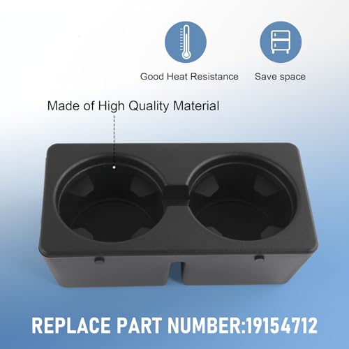 Cup Holder Compatible with Chevy Silverado Avalanche Sierra 2007-2013, Tahoe Suburban Yukon 2007-2014, Front Center Console Beverage Drink Insert Replace 19154712
