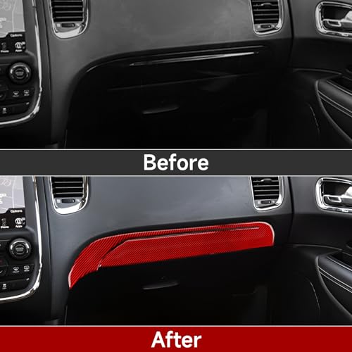 Car Copilot Glove Box Cover Decals for 2011-2020 Dodge Durango Accessories Carbon Fiber Interior Stickers, Red - color: Copilot Glove Box Trim
