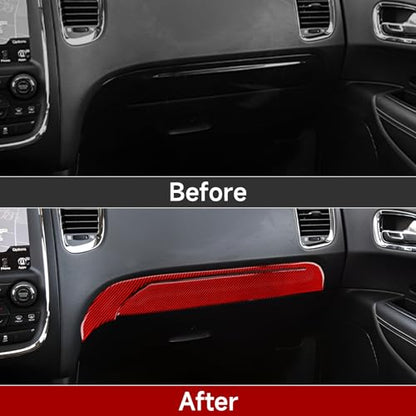 Car Copilot Glove Box Cover Decals for 2011-2020 Dodge Durango Accessories Carbon Fiber Interior Stickers, Red - color: Copilot Glove Box Trim