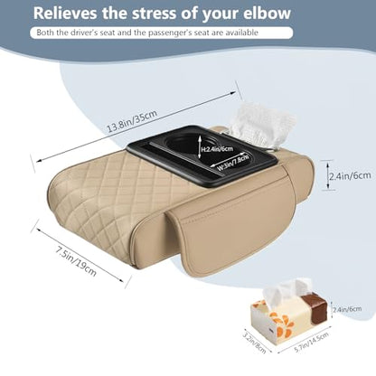 Universal Car Armrest Cushion, 5-in-1 Center Console Cover with Cup Holder, Phone Slot, Tissue Box Slot (Style-C) - style: Style-C