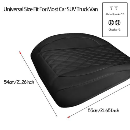 1 Pack PU Leather Quilting Front Car Seat Cover, Anti-Slip Full Wrap-Around Bottom Seat Protector Cushion with Storage Pocket, Universal Fit for Most Vehicles - Black - color: Black