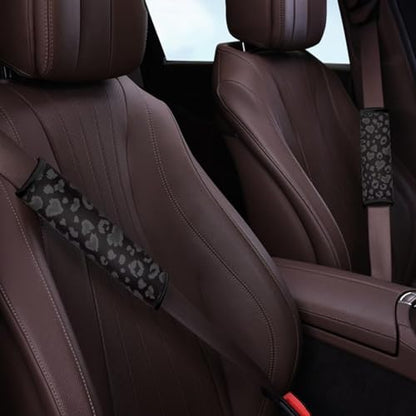 Dreaweet Black Leopard Print Seatbelt Covers for Women Soft Seat Belt Cover Pad Cheetah Print Car Accessories Set of 2 Seatbelt Cushion Shoulder Strap Pad for Bag Backpack - color: Black Leopard Print