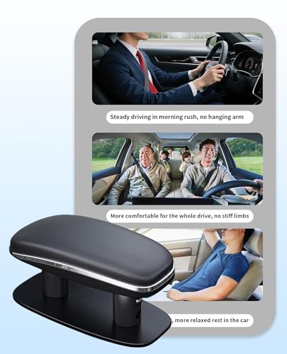 Adjustable Arm Rest for Car, Forearm Wrist Support Cushion - Universal Faux Leather Armrest for Most Car Models, Doors & Consoles (Black)
