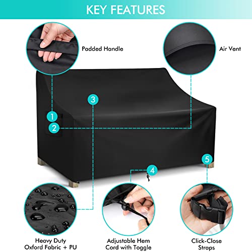 Patio Sofa Cover Waterproof, 3-Seater Outdoor Sofa, Heavy Duty Deep Lounge Loveseat, Large Lawn Furniture with Air Vent, 82.6’’ W x 39’’ D x 28’’ H - color: Black, size: 82.6"W x 39"D x 28"H