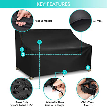 Patio Sofa Cover Waterproof, Outdoor Loveseat Cover, Heavy Duty Deep Lounge Loveseat Cover, Large Lawn Patio Furniture Covers with Air Vent, 70’’ W x 38’’ D x 31’’ H - color: Black, size: 70"W x 38"D x 31"H