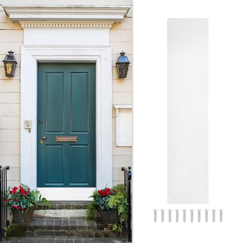 uxcell Door Kick Plate, 8 x 30 Inches Anodized Aluminum Kick Plate Door Plate, 1.5mm (1/16 Inch) Thickness, for Exterior Front Door or Back Door, White (Single Pack) - color: White, size: 8 x 30 Inch