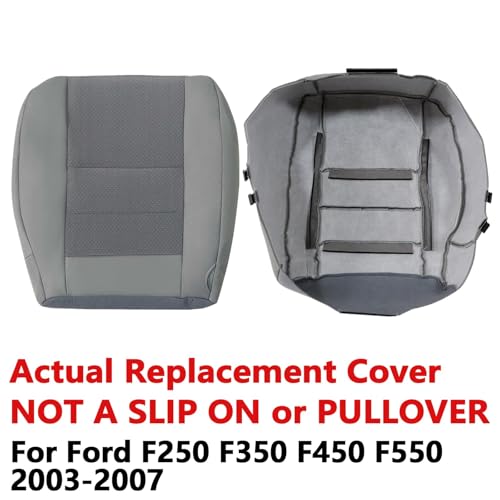 SecosAutoparts Driver Side Bottom & Foam Cushion Replacement Cloth Seat Covers Gray Compatible with Ford F250 F350 F450 F550 2003 2004 2005 2006 2007