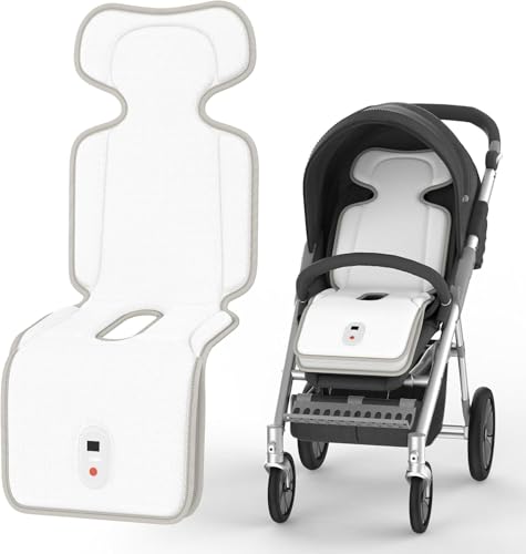 Baby Stroller Cooling Pad with 2 Built-in Blower Up to 10H MAX 10000 mAh Rechargeable 3 Speed Adjustable Car Seat Liner Cooling Cushion for Toddler Outdoors Summer Baby Essentials - color: Grey