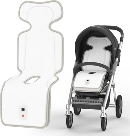 Baby Stroller Cooling Pad with 2 Built-in Blower Up to 10H MAX 10000 mAh Rechargeable 3 Speed Adjustable Car Seat Liner Cooling Cushion for Toddler Outdoors Summer Baby Essentials - color: Grey