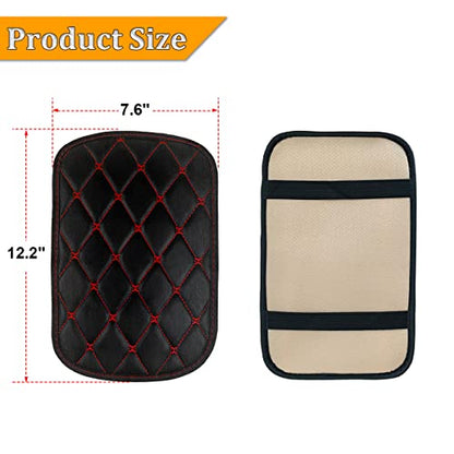 Auto Center Console Pad, PU Leather Car Center Console Box Cushion, Non Slip Soft Armrest Seat Box Cover, Waterproof Vehicle Armrest Protector for SUV, Truck, Car (Rhombic Lattice Black/Red) - color: Rhombic Lattice Black/Red
