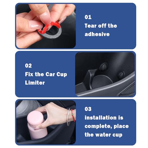 2026 Latest Car Cup Holder Insert/Holder Position Limiter - Anti Shake Silicone Car Coasters Bottle Stabilizers with Self-Adhesive - Car Must Haves Cup Holder Inserts for Car Truck SUV (6PCS)