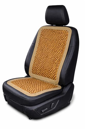 Wood Beaded Comfort Seat Cushion Seat Cover – Wooden Beaded Car Seat Cover – Natural Wood Double Strung Beads – Massage Comfort Car Chair Cushion– Universal SUV Auto Office Home - color: Natural