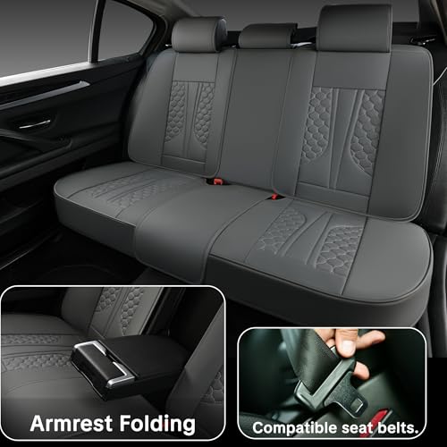 2007-2025 Car Seat Cover for Nissan Sentra, Gray Car Seat Covers, Premium Leather, 5 Seats Full Set, with Lumbar Support, Anti-Slip, Protect and Upgrade Seats - color: Luxury_Gray