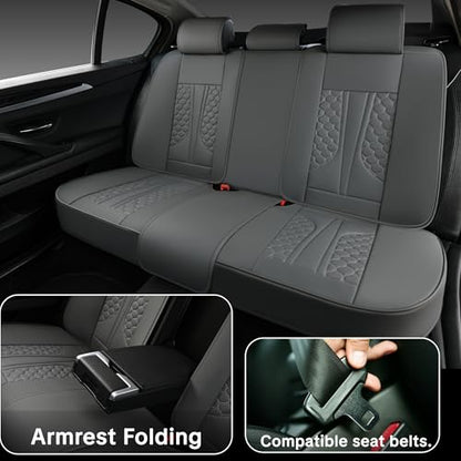 2007-2025 Car Seat Cover for Nissan Sentra, Gray Car Seat Covers, Premium Leather, 5 Seats Full Set, with Lumbar Support, Anti-Slip, Protect and Upgrade Seats - color: Luxury_Gray