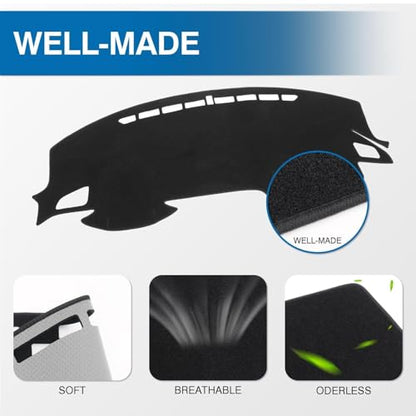 KUST Black Dash Cover Mat for Honda Civic 2016-2021 (Hatchback/Sedan/Coupe) Polyester Non-Slip Dashboard Cover Interior for Civic Accessories Sunshade Windshield Glare - size: 56.8''×17.2'' (Honda Civic 16-21)
