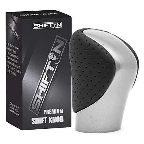 Gear Shift Knob Shifter for Lexus ES GS GX NX RC RX IS500 200t 300 350 450h 450hL 350L | Aftermarket Replacement for OEM Lever Handle (Black Leather/Gray Silver) - color: Black Leather / Gray Silver