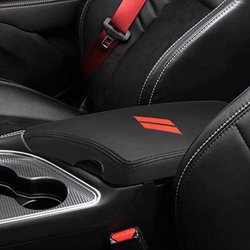 INTGET Car Center Console Armrest Cover for Dodge Challenger Accessories 2023 2022 2021 2020 2019 2018 2017 2016 2015 Interior Arm Rest Seat Cover Middle Console Lid Protector Pad(Black Stitches)