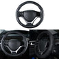 QianBao Genuine Leather Car Steering Wheel Cover Black for 13.5 to 14.2 inches Steering Wheels, Sweat Absorbent (Black) - color: Black Line