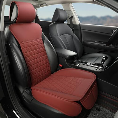 Black Seal 1-Pack Front Car Seat Cover, Faux Leather Seat Bottom Cover with Partial Backrest Protection, Side Wrap Design, Universal Fit for Most Cars, SUVs, Trucks, Vans (Burgundy) - color: Single-Burgundy