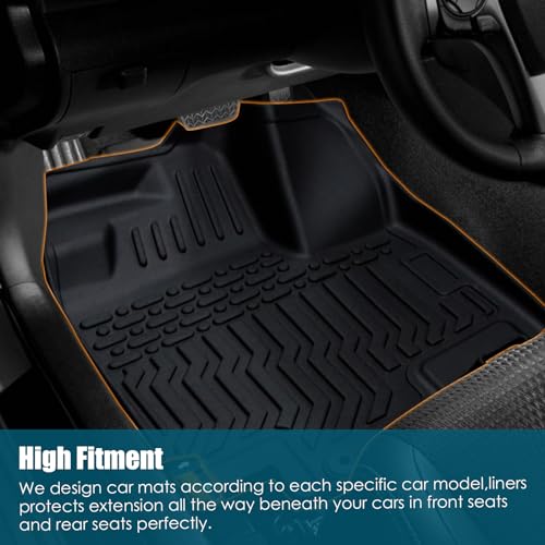 All-Weather TPE Rubber Floor Mats Compatible with 2013 2014 2015 2016 2017 2018 Lexus ES350 ES300H, Custom Fit Full Car Carpet Liners Set (Black)